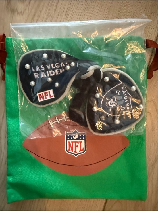 Lele Sadoughi Accessories - Lele Sadoughi, NWT Las Vegas Raiders Black hair tie bow scrunchie with NFL Logo